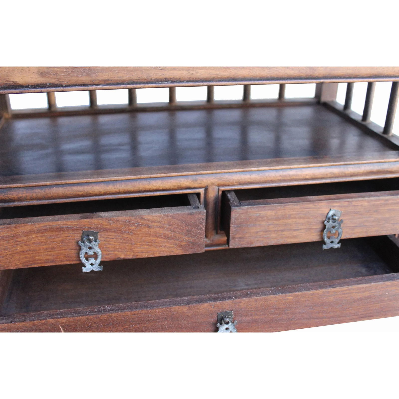 Chinese Brown Wood Rectangular Table Top Stand Display Easel Chest - 5