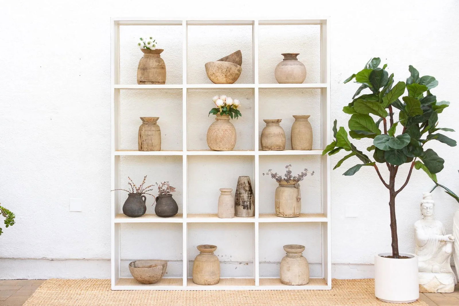 Large Vintage Acacia Wood Painted Bookcase - 2