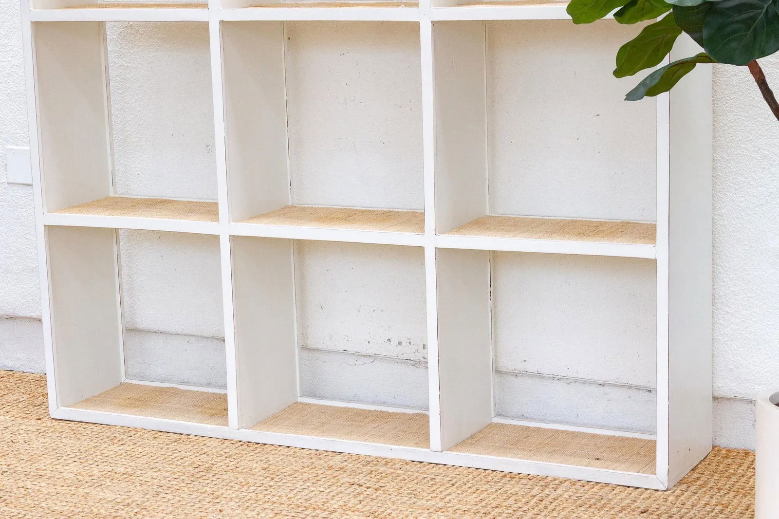 Large Vintage Acacia Wood Painted Bookcase - 5