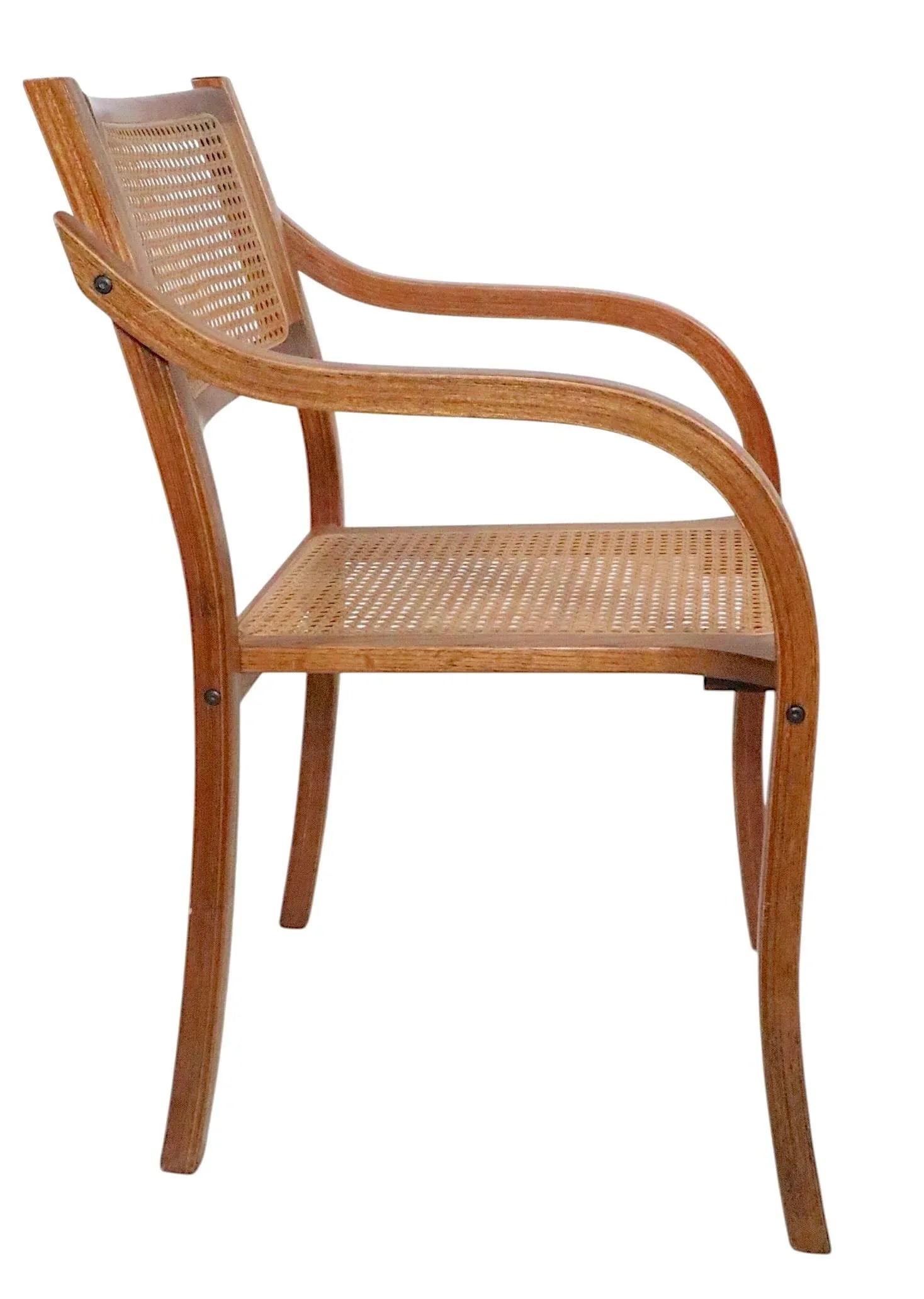 Bent Plywood and Cane Arm Chair Circa 1970's After Thonet - 2