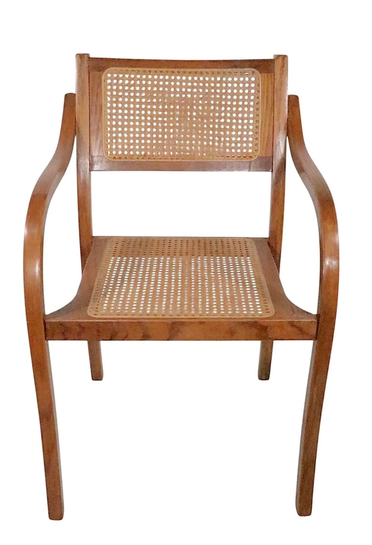 Bent Plywood and Cane Arm Chair Circa 1970's After Thonet - 7