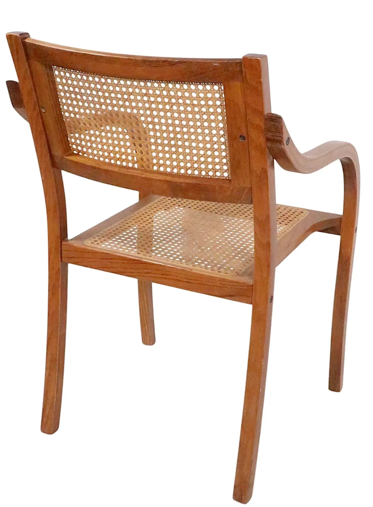 Bent Plywood and Cane Arm Chair Circa 1970's After Thonet - 8