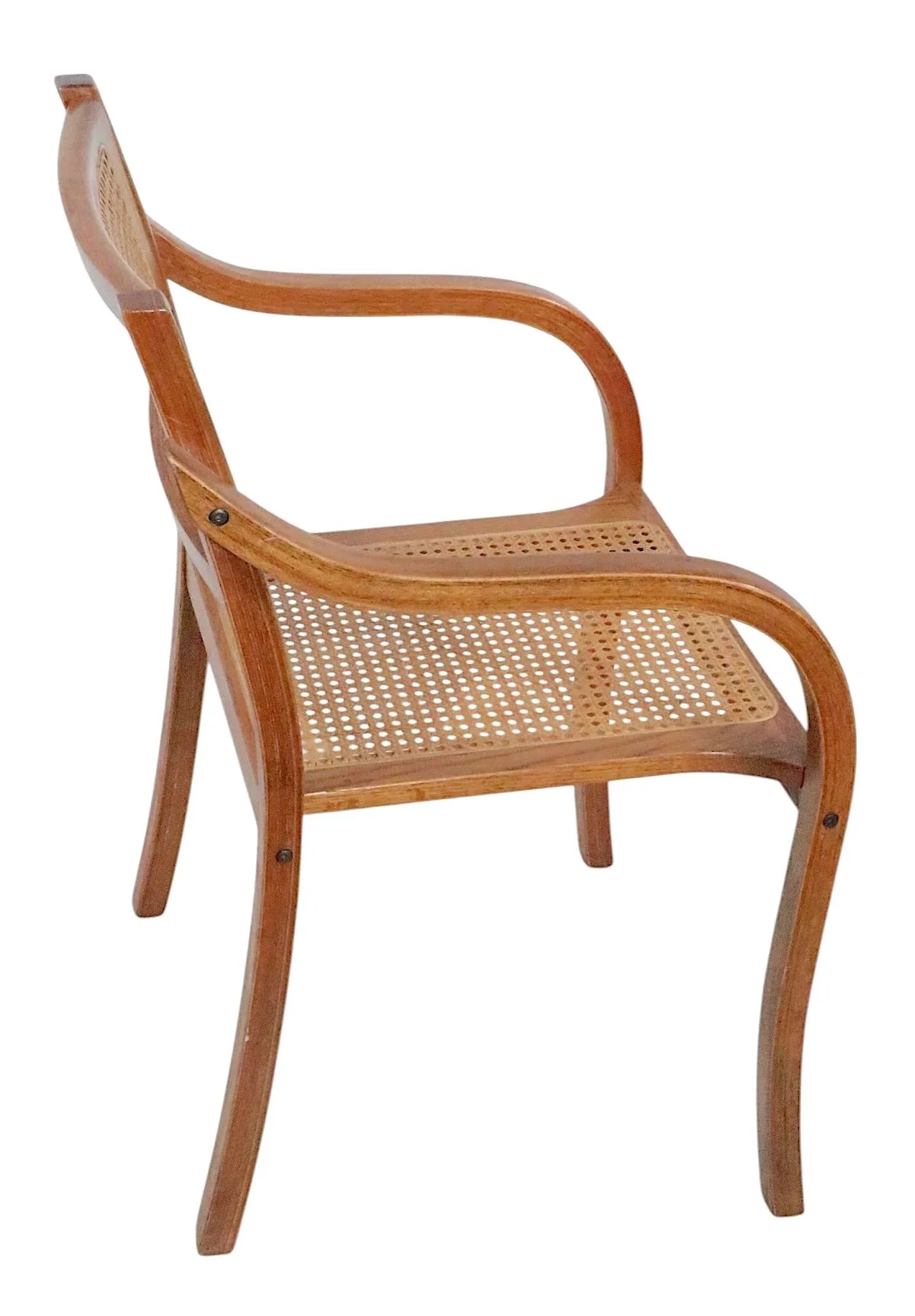 Bent Plywood and Cane Arm Chair Circa 1970's After Thonet - 9