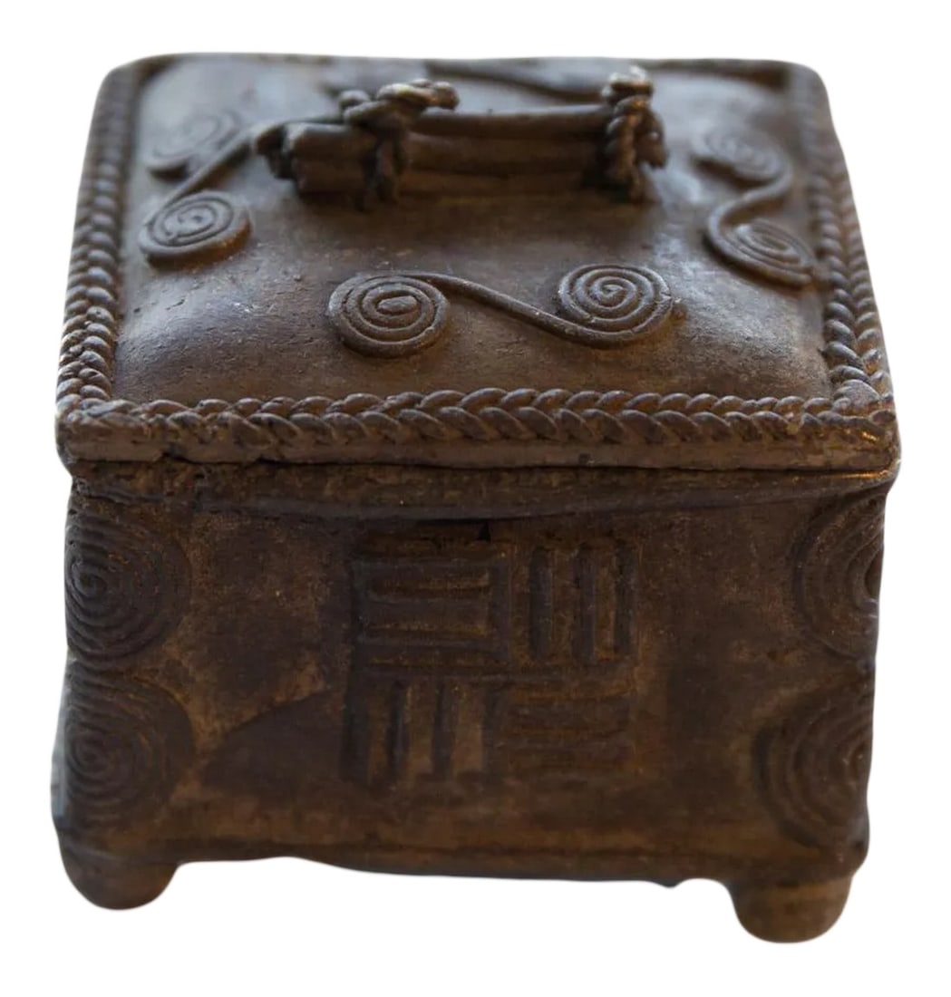 Vintage African Bronze Stick Bundle Box: :: Vintage handmade African bronze decorative stick bundle box. Circa mid 20th century and possibly older, this piece has such incredible handmade charm and no two are identical. These are beautiful