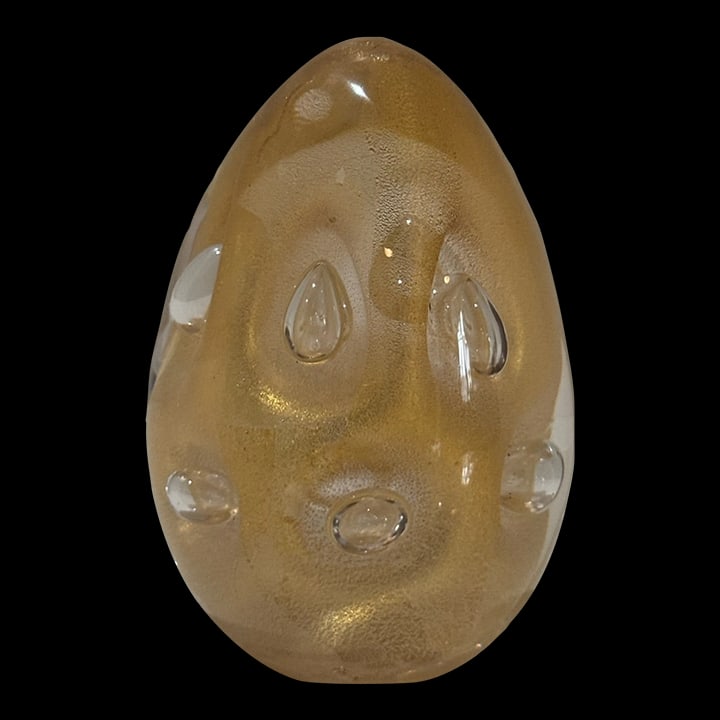 1940s Signed Archimede Seguso Murano Gold Aventurine Art Glass Paperweight - 2