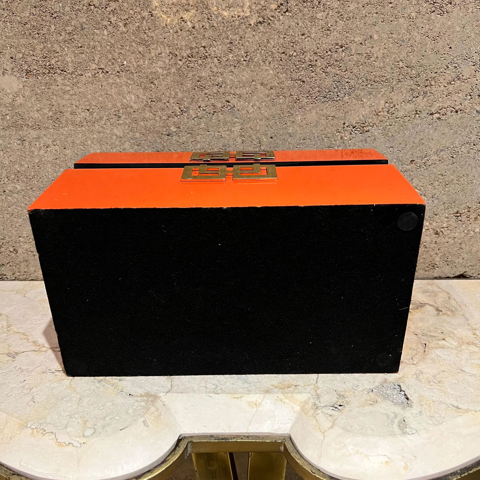Vintage Orange Box Decorative Geometric Gold Accent - 2