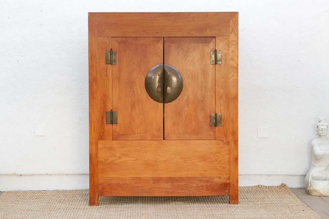19th Century Chinese Elm & Brass Armoire - 2