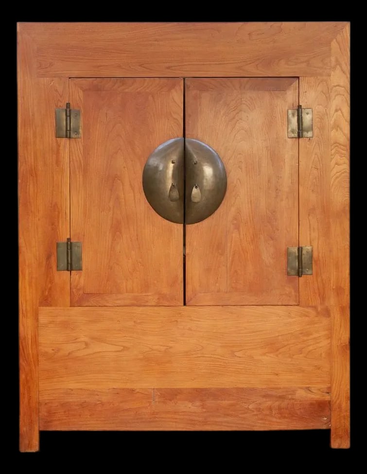 19th Century Chinese Elm & Brass Armoire - 7