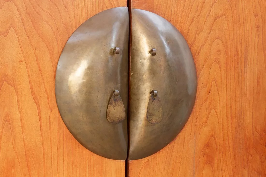 19th Century Chinese Elm & Brass Armoire - 9