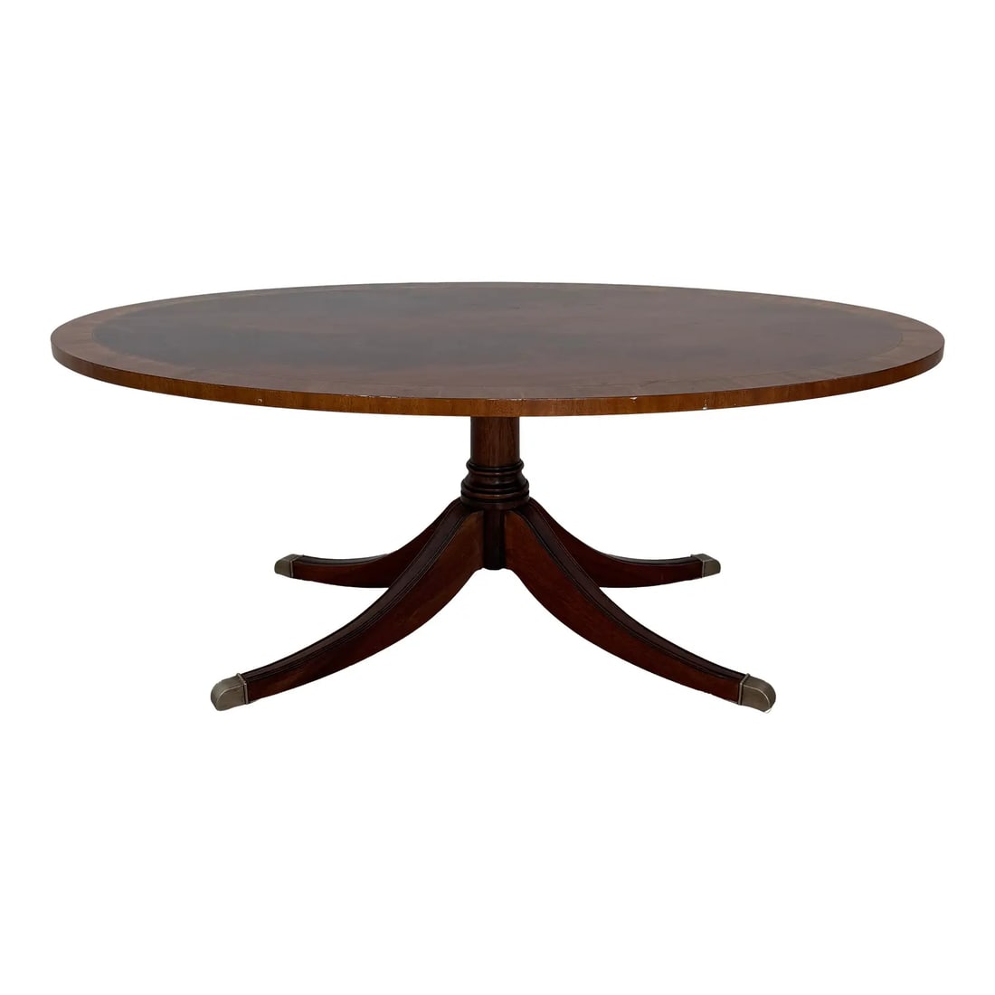 1990s Vintage Ethan Allen Newport Collection Mahogany Oval Coffee Table (1 of 6)
