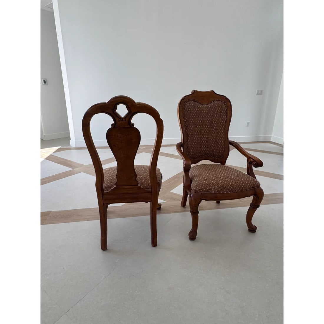 Thomasville Vintage British Gentry Burl Oak Dining Chairs - Set of 8 - 10