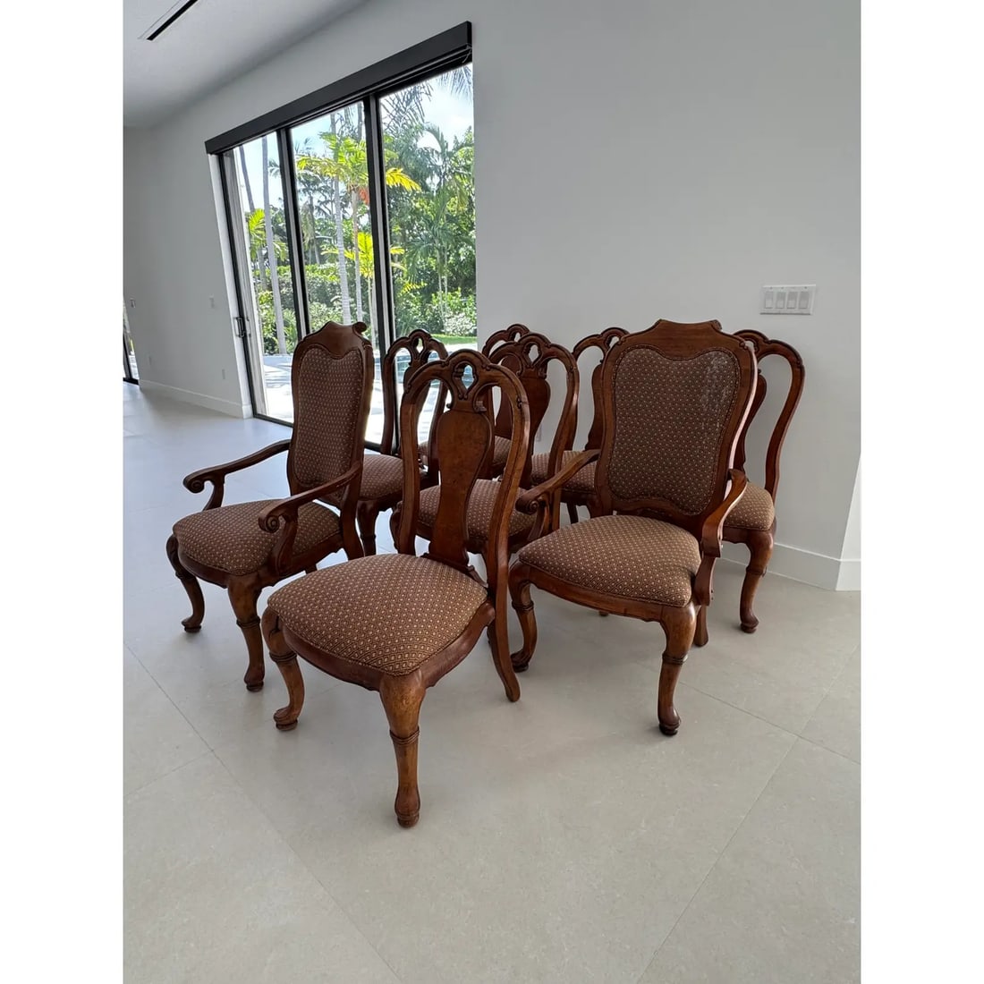 Thomasville Vintage British Gentry Burl Oak Dining Chairs - Set of 8 - 13