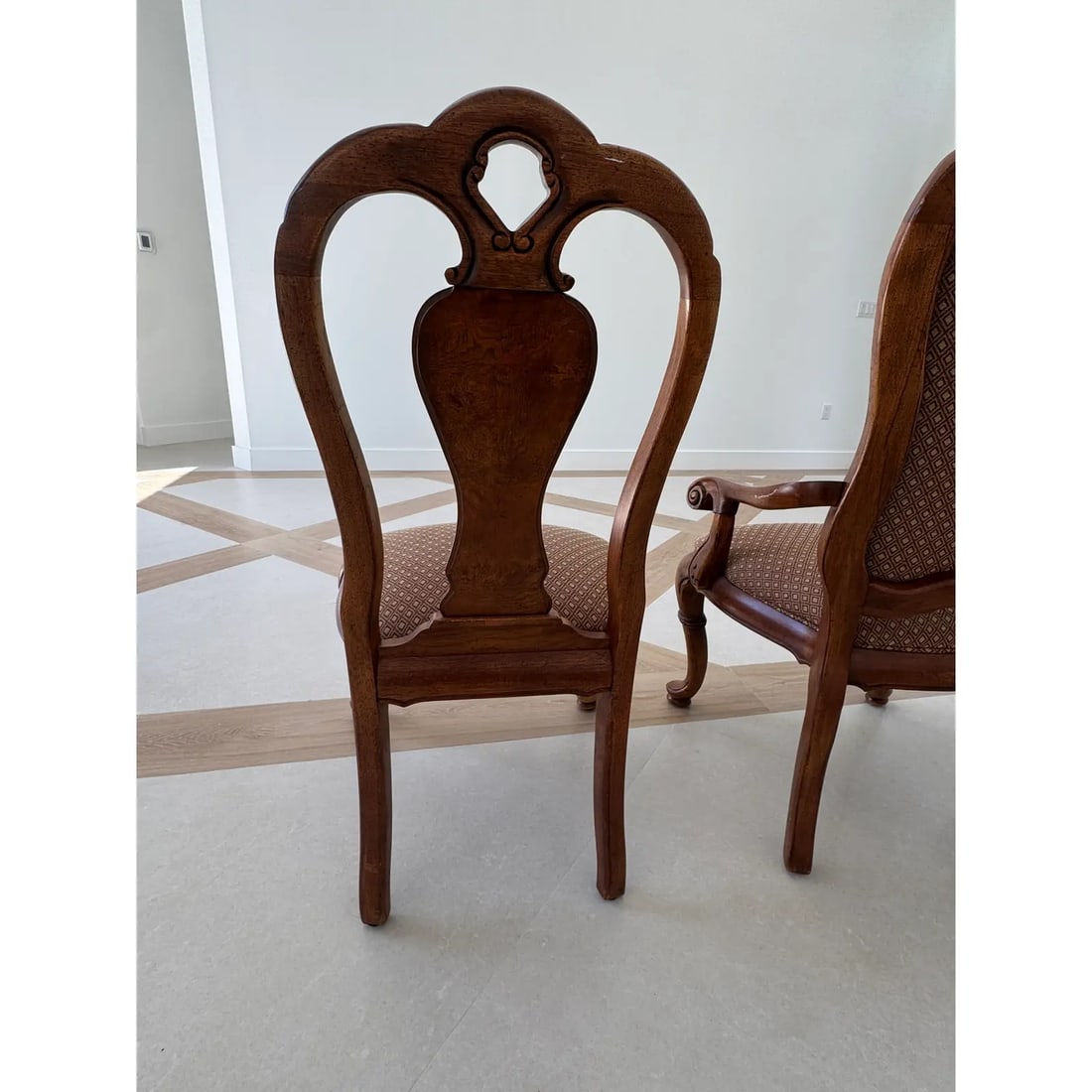 Thomasville Vintage British Gentry Burl Oak Dining Chairs - Set of 8 - 3