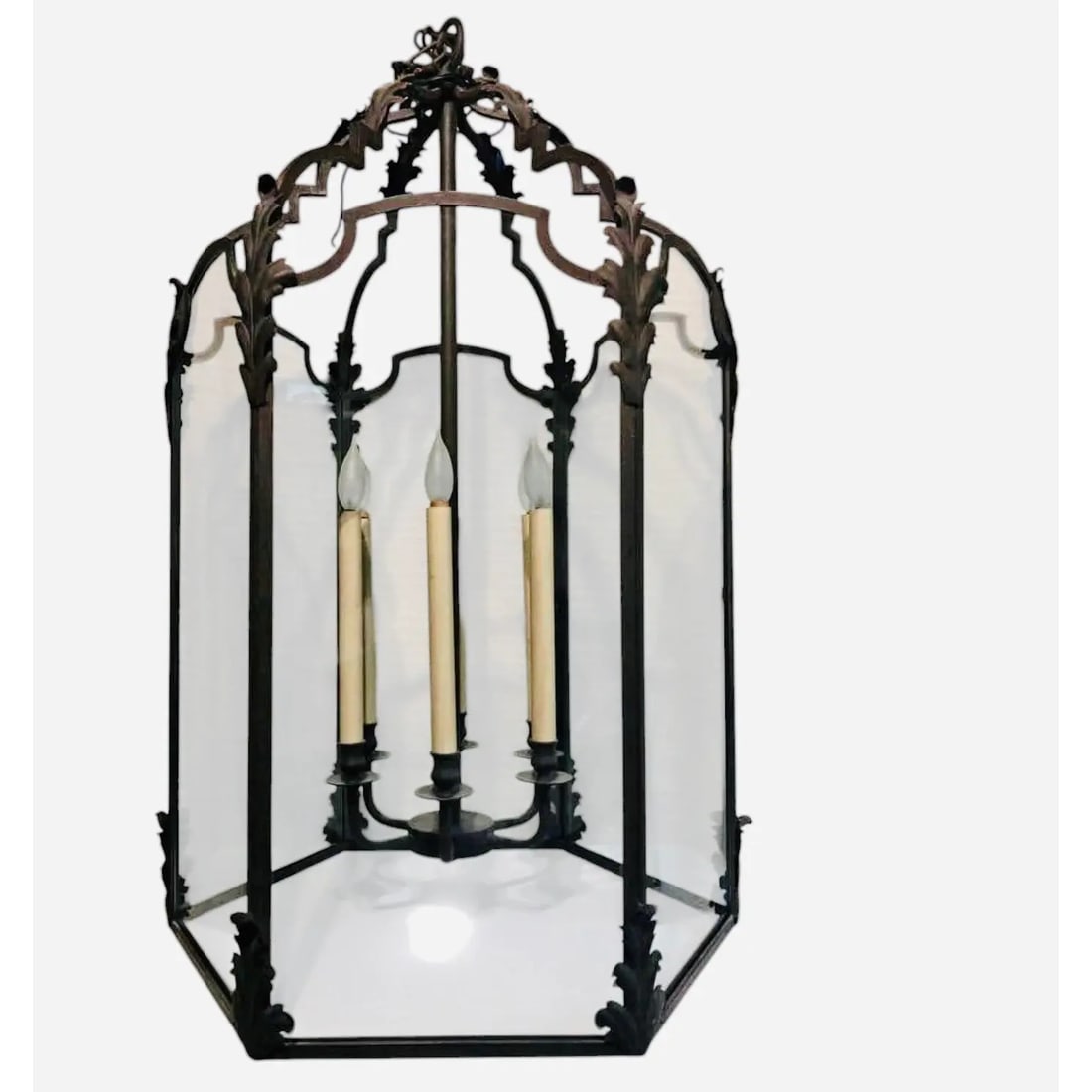 Large Paul Ferrante Iron & Glass Lantern, 43" Tall "4040 DoverII" (1 of 15)