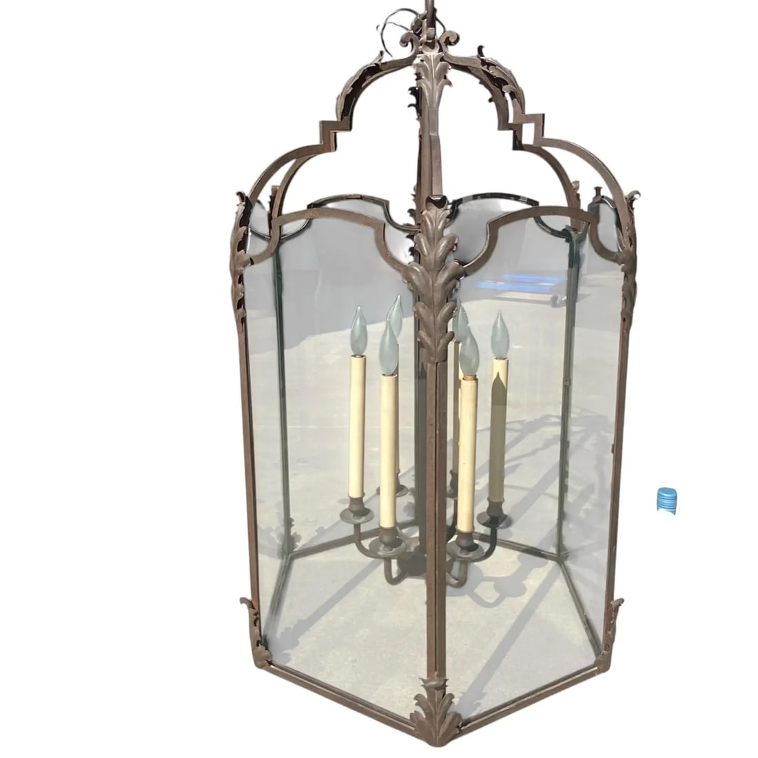 Large Paul Ferrante Iron & Glass Lantern, 43" Tall "4040 DoverII" - 3