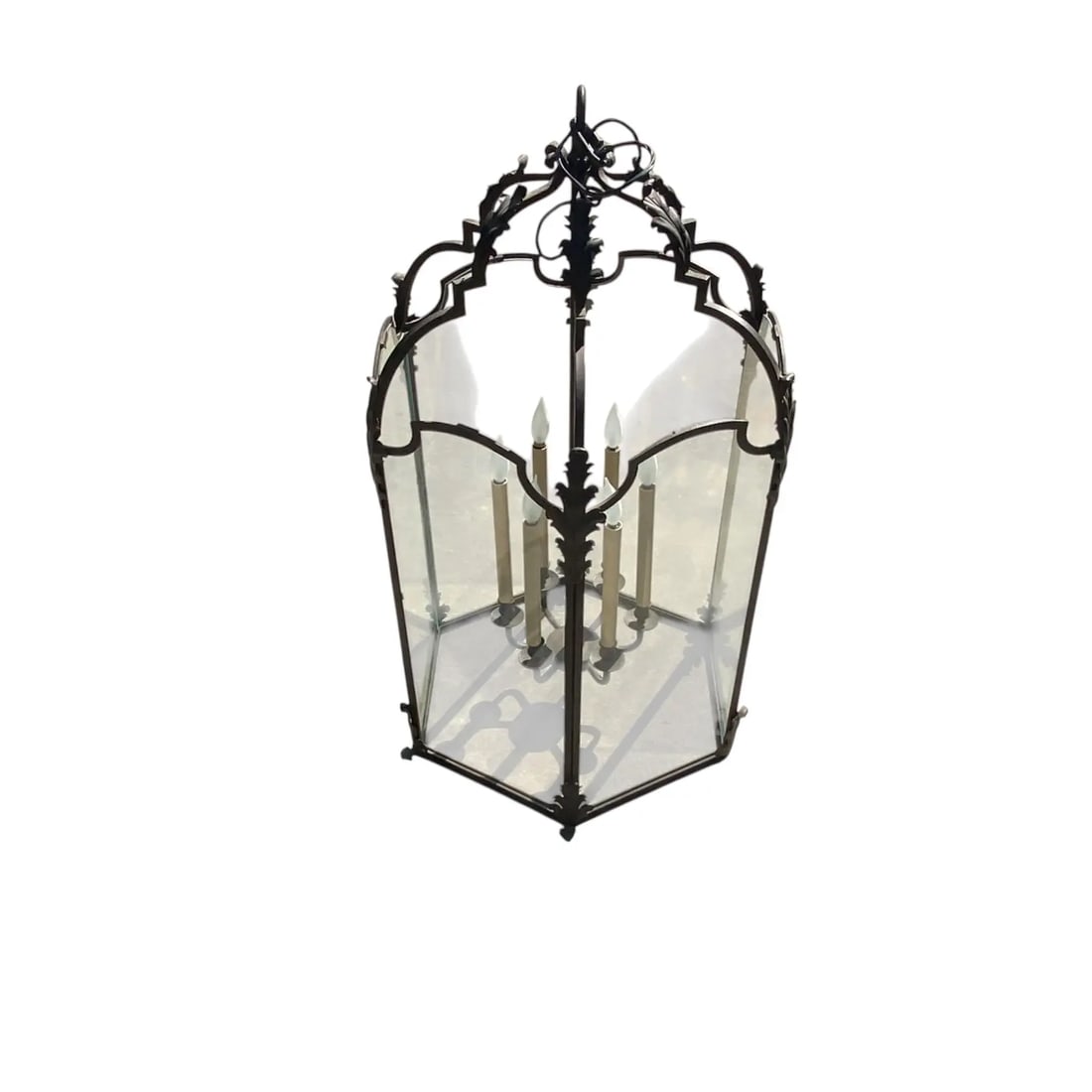 Large Paul Ferrante Iron & Glass Lantern, 43" Tall "4040 DoverII" - 8