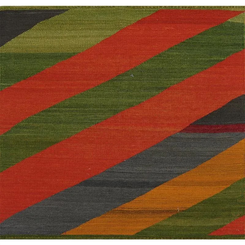 Handwoven Scandinavian Style Persian Kilim Rug3'1" X 3'3" - 2