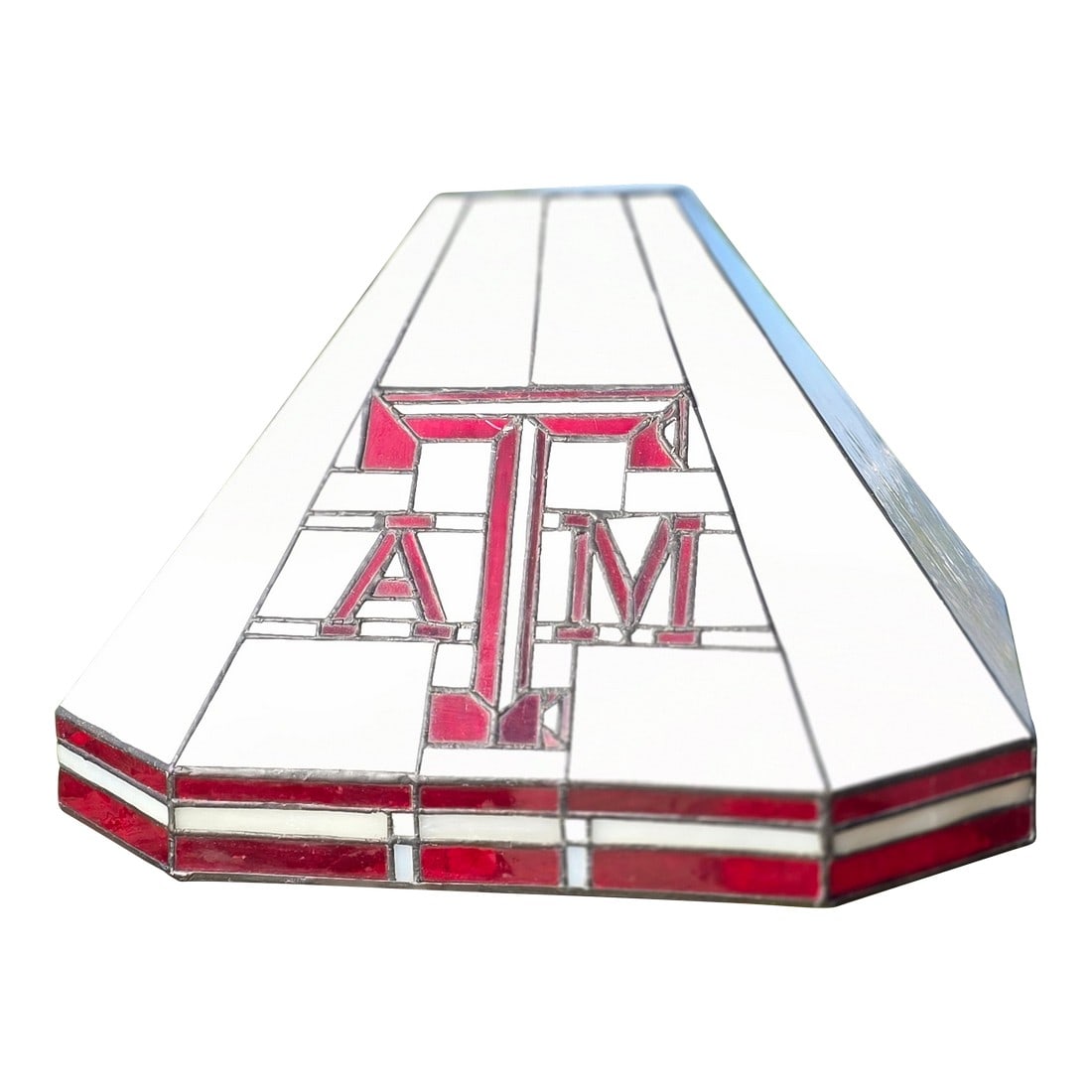 Texas "Aggies " Stained Glass Lampshade: Great looking classic stained glass lamp shade in the Arts and crafts style. Condition: Alterations: Original Condition Unaltered Imperfections: Some Imperfections Condition Notes: Great condition 