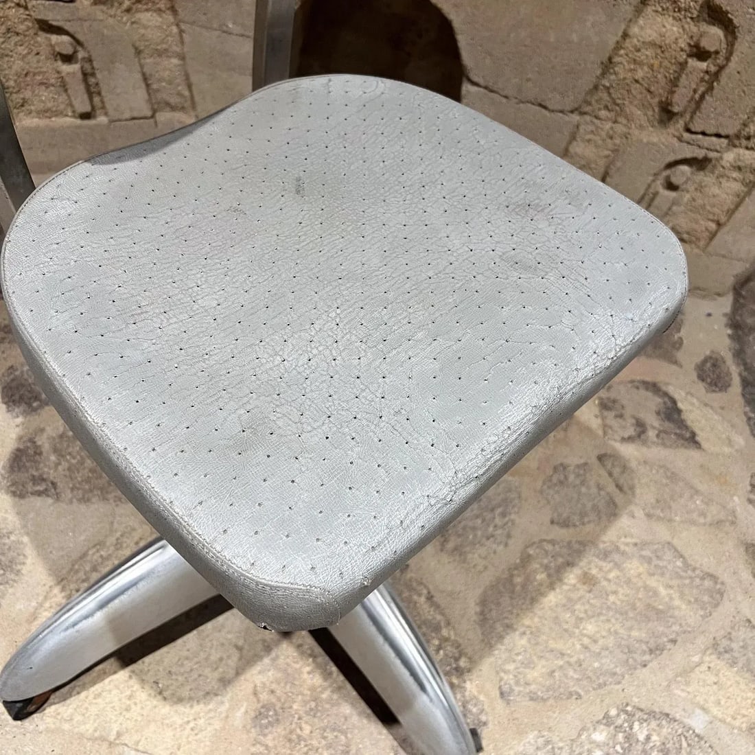 1950s Gio Ponti Goodform Silver Industrial Tanker Chair Swivel Office - 9