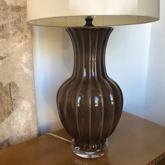 1990s Vintage Brown Ceramic Lamp - 10