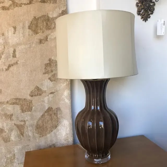 1990s Vintage Brown Ceramic Lamp - 11