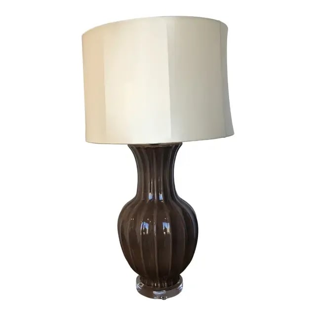 1990s Vintage Brown Ceramic Lamp - 12