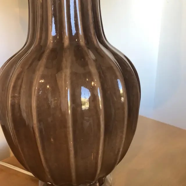 1990s Vintage Brown Ceramic Lamp - 2