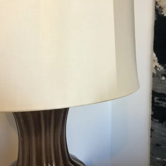 1990s Vintage Brown Ceramic Lamp - 3