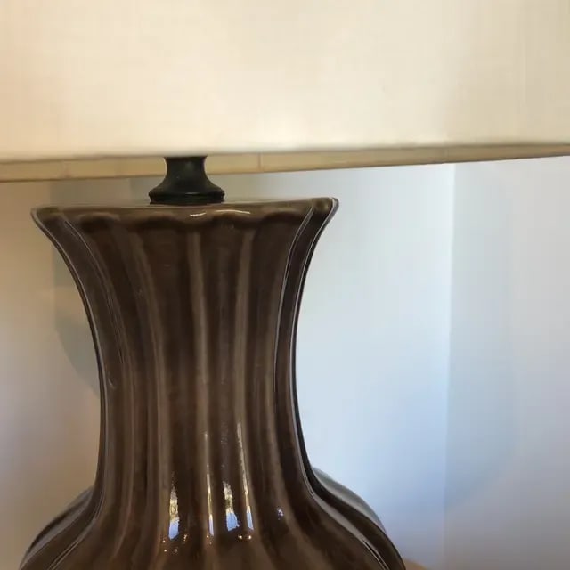 1990s Vintage Brown Ceramic Lamp - 4