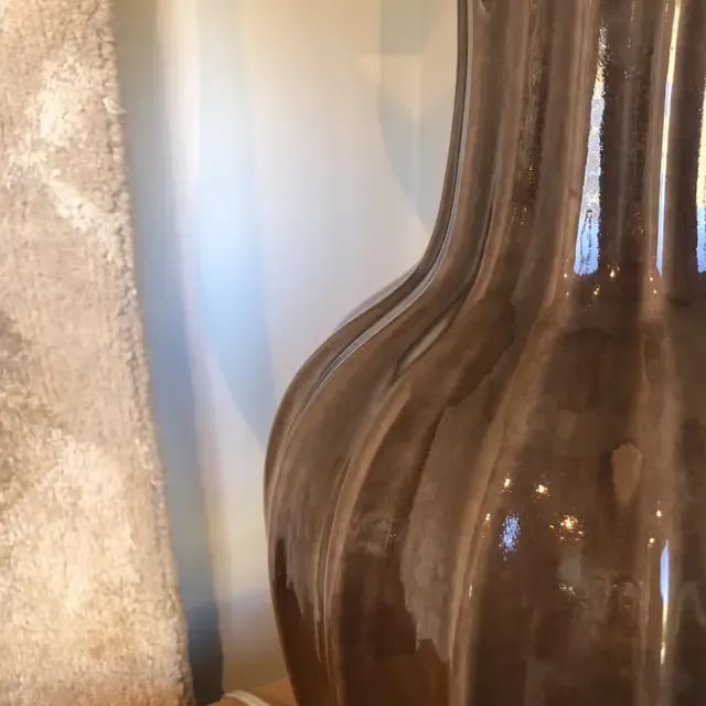 1990s Vintage Brown Ceramic Lamp - 6