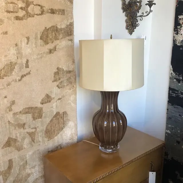 1990s Vintage Brown Ceramic Lamp - 9