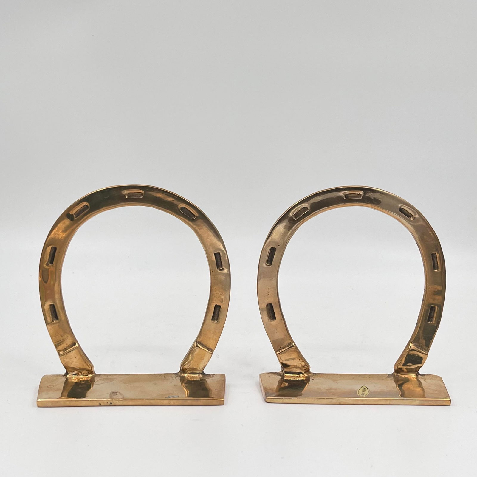 Mid 20th Century Equestrian Style Horseshoe Brass Bookends or Doorstops - A Pair - 5
