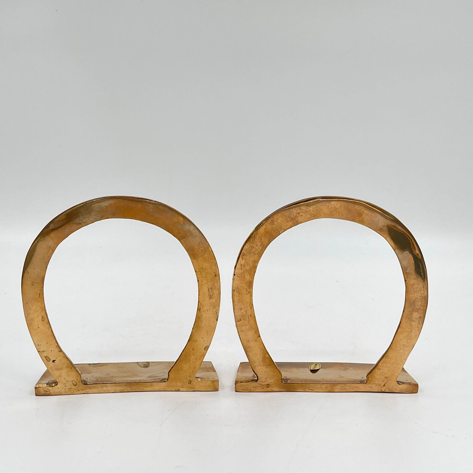 Mid 20th Century Equestrian Style Horseshoe Brass Bookends or Doorstops - A Pair - 6