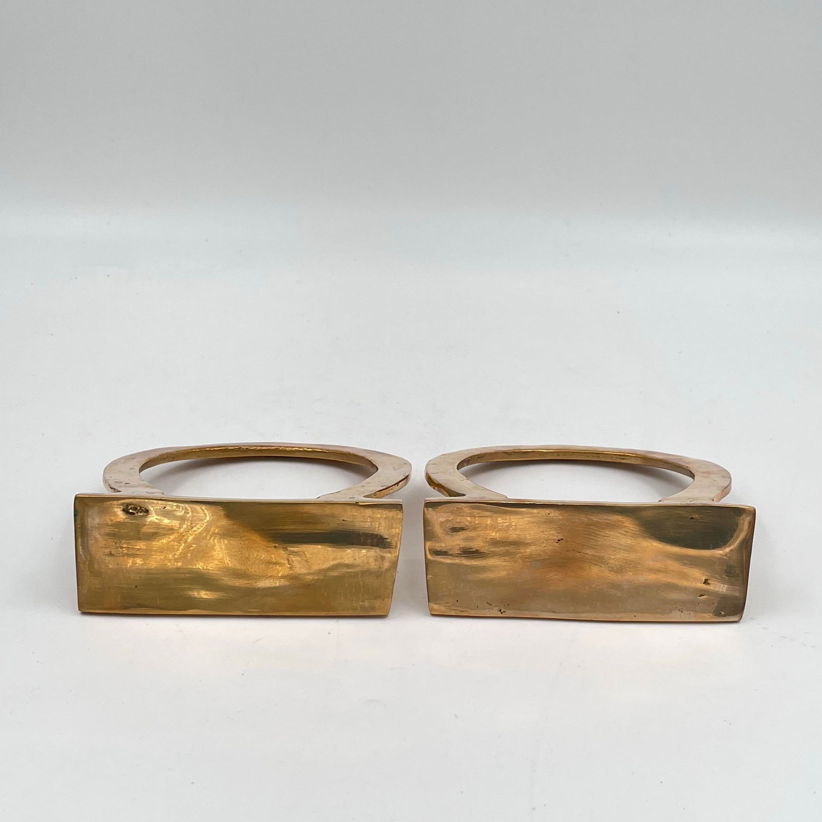 Mid 20th Century Equestrian Style Horseshoe Brass Bookends or Doorstops - A Pair - 8