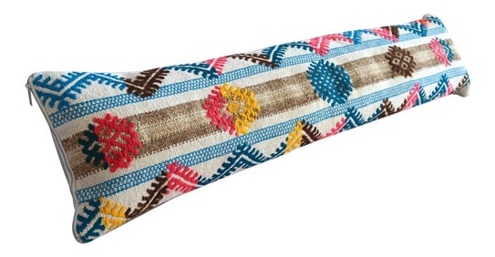 1970s Turkish Kilim Lumbar Pillow Cover Handmade Wedding Pillow 12" X 46"