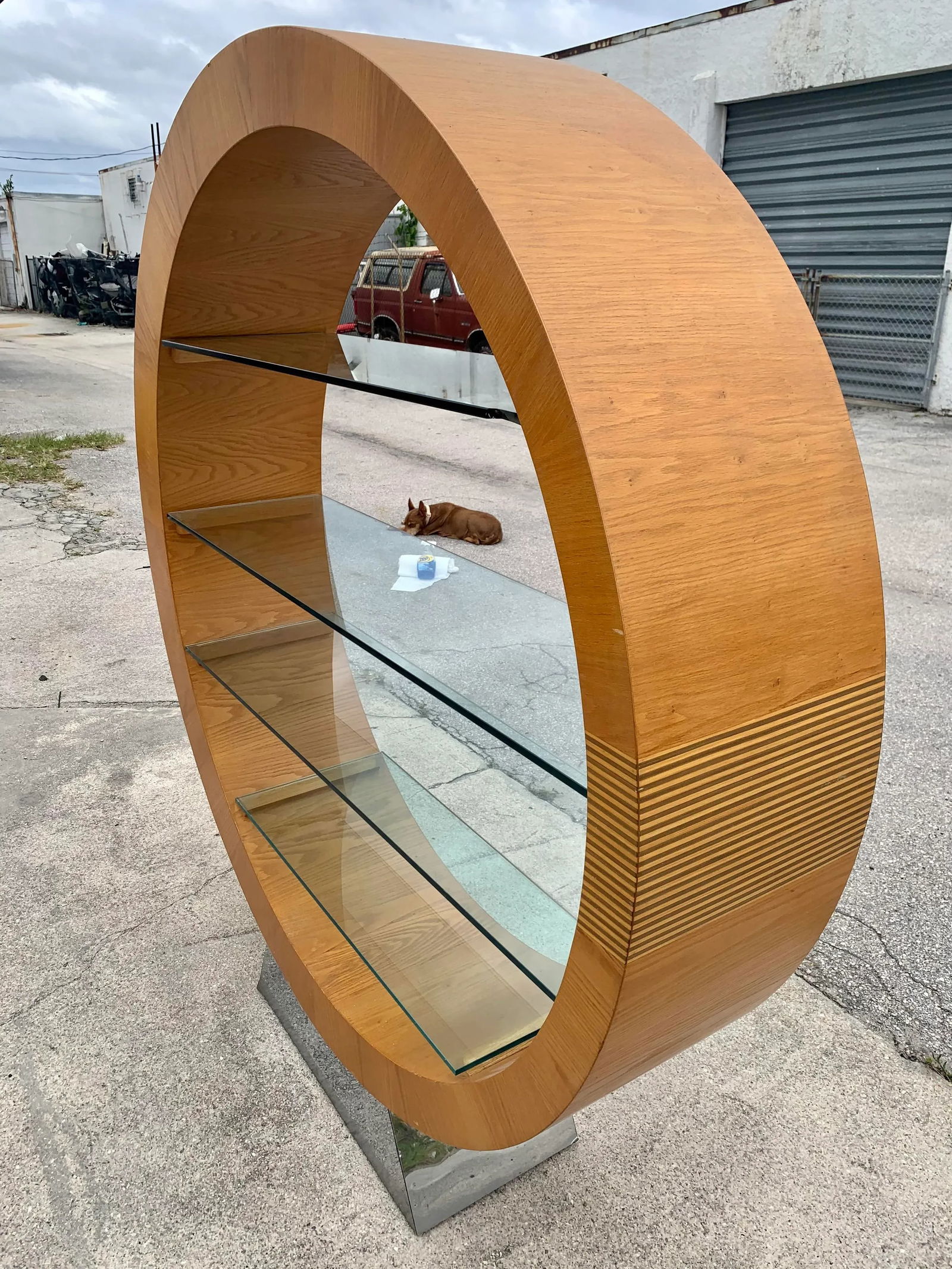 Mid Century Modern Oversized Circular Wooden Etagere Bookcase - 5