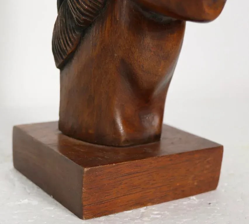 Mid Century Carved Wood Female Bust - 7