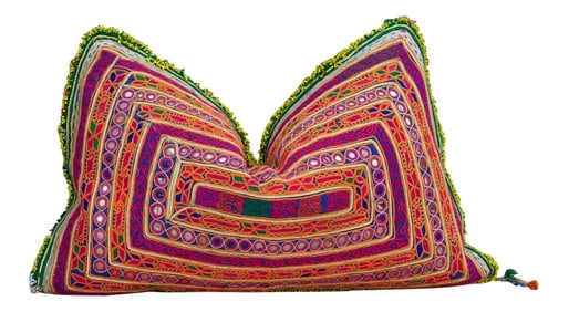 Olivia Thar Silk Embroidered Antique Pillow