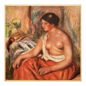 1944 "Shirtless Woman" Vintage Parisian Offset Lithograph After Auguste Renoir