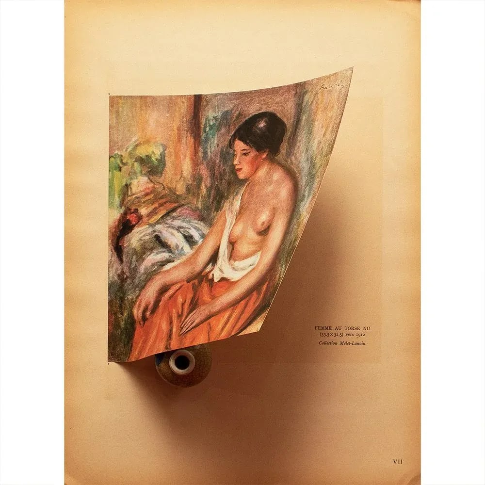 1944 "Shirtless Woman" Vintage Parisian Offset Lithograph After Auguste Renoir - 3