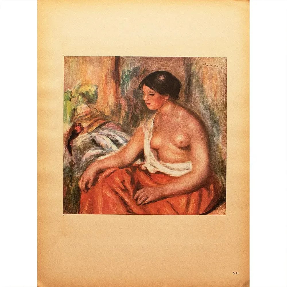 1944 "Shirtless Woman" Vintage Parisian Offset Lithograph After Auguste Renoir - 6