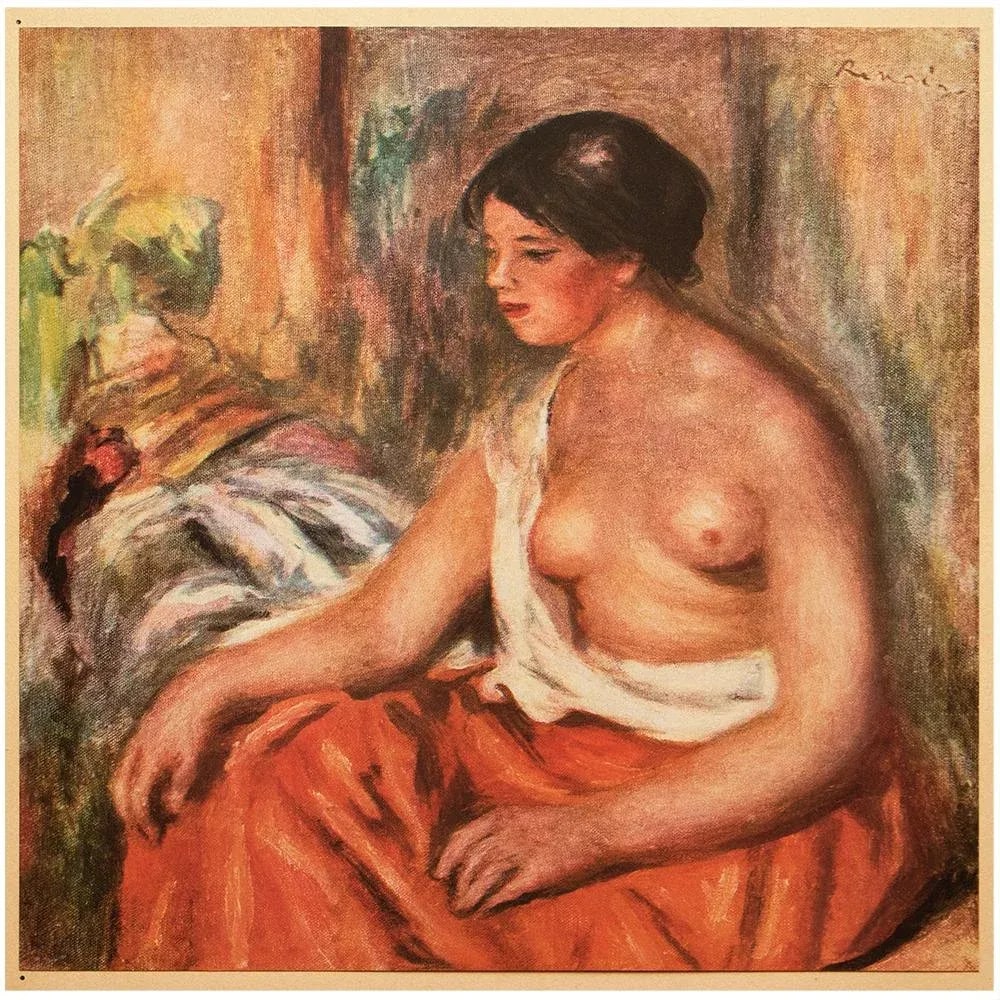 1944 "Shirtless Woman" Vintage Parisian Offset Lithograph After Auguste Renoir - 7