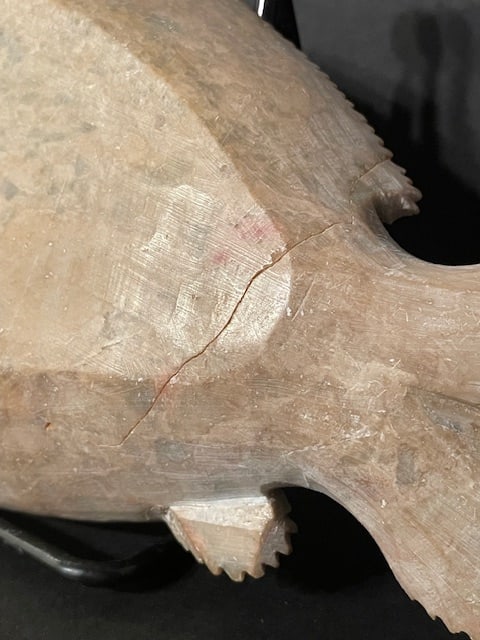 An Antique Japanese Soapstone Koi With Crab & Frogs - 8