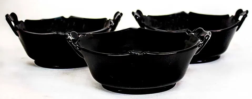 Black Depression Glass Bowls - Set of 3 - 2