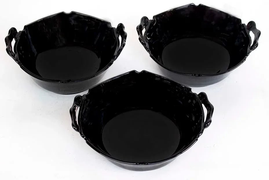 Black Depression Glass Bowls - Set of 3 - 3