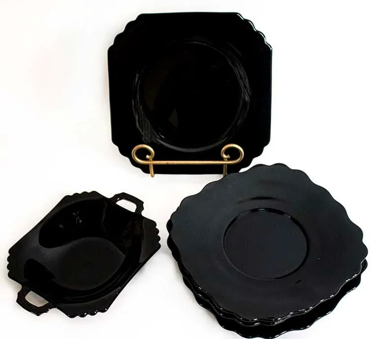 Black Depression Glass Dessert Set - 5 Pieces - 3