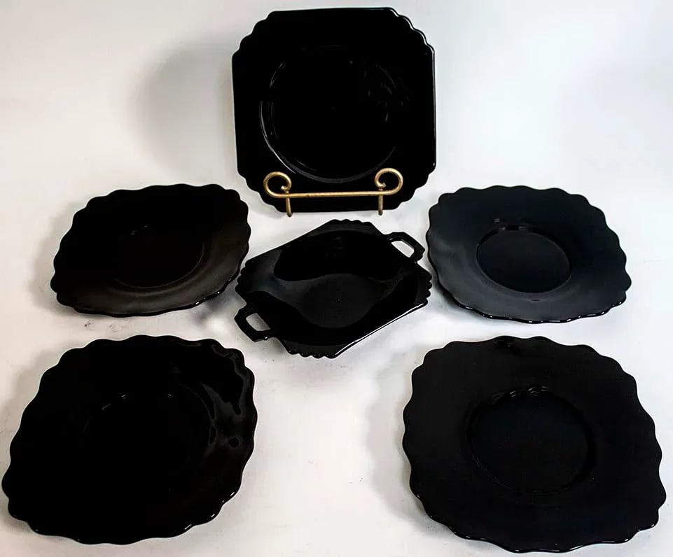 Black Depression Glass Dessert Set - 5 Pieces - 4