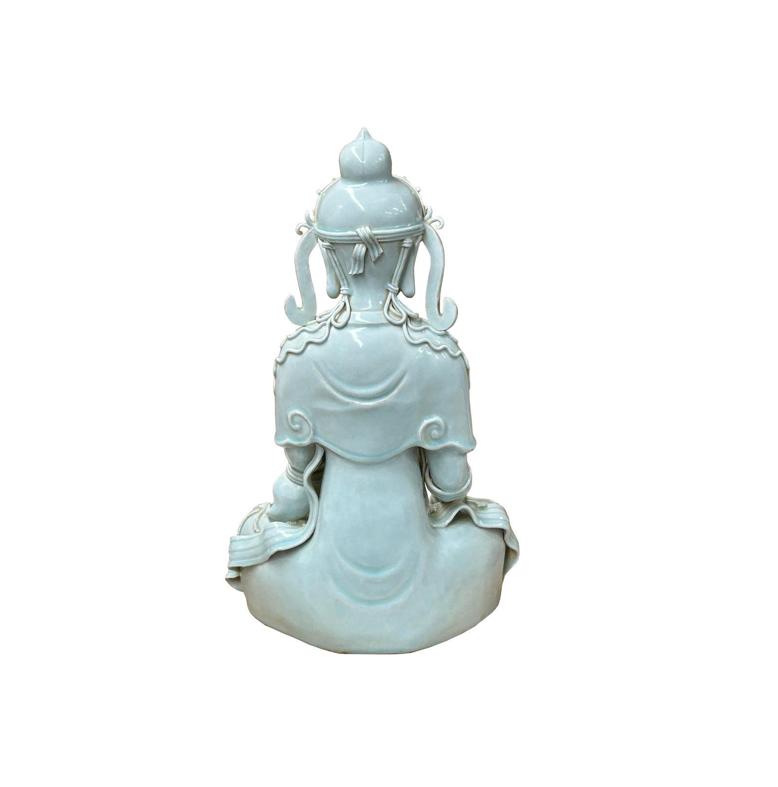 Pale Celadon White GuanYin Bodhisattva Tong Style Porcelain Statue - 6