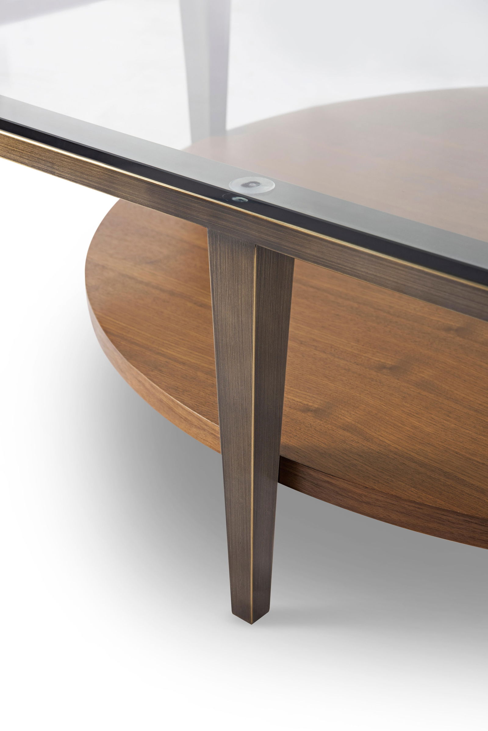 Modern Greg Sheres Style Bronze Cocktail Table with Glass Top - 3