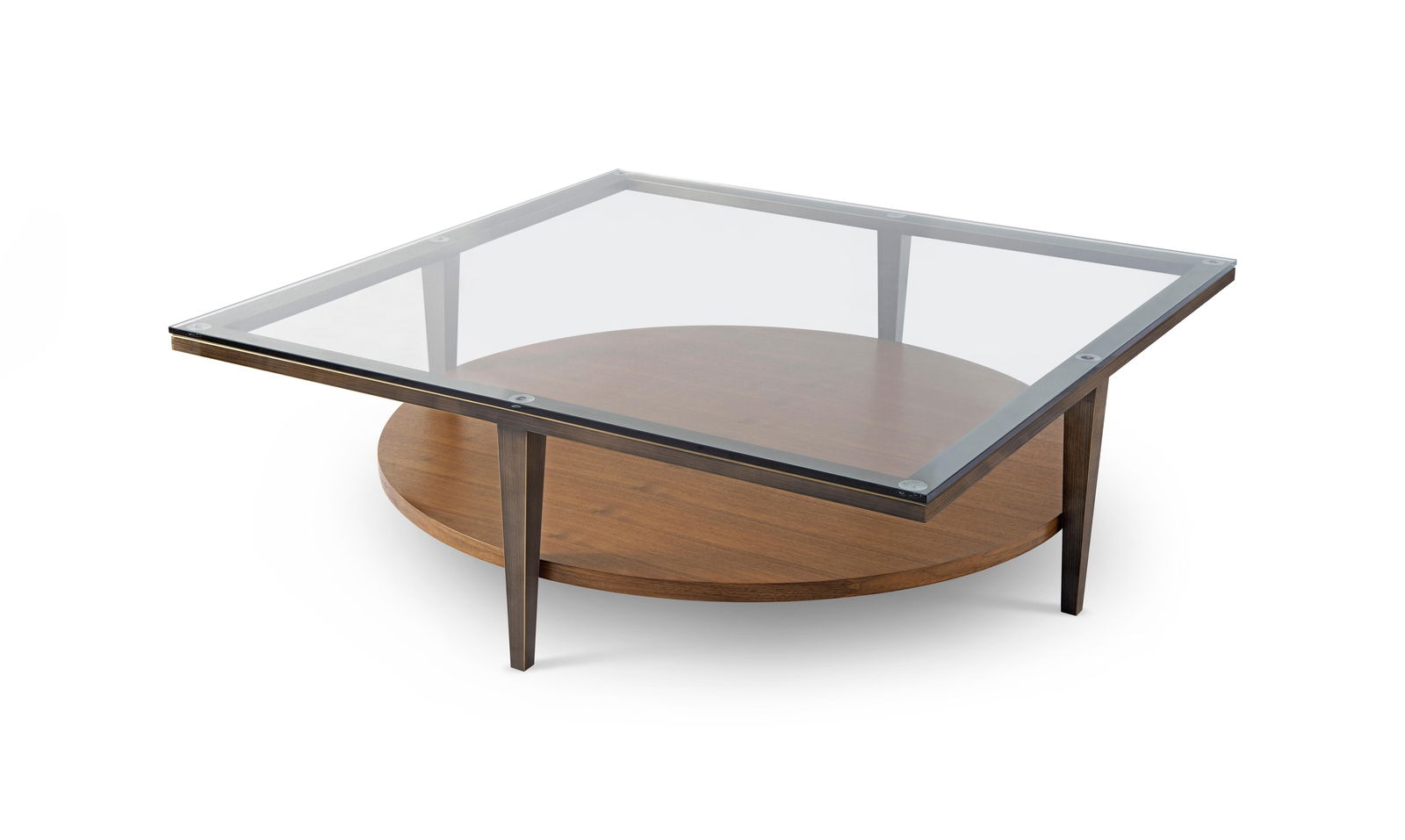 Modern Greg Sheres Style Bronze Cocktail Table with Glass Top - 4